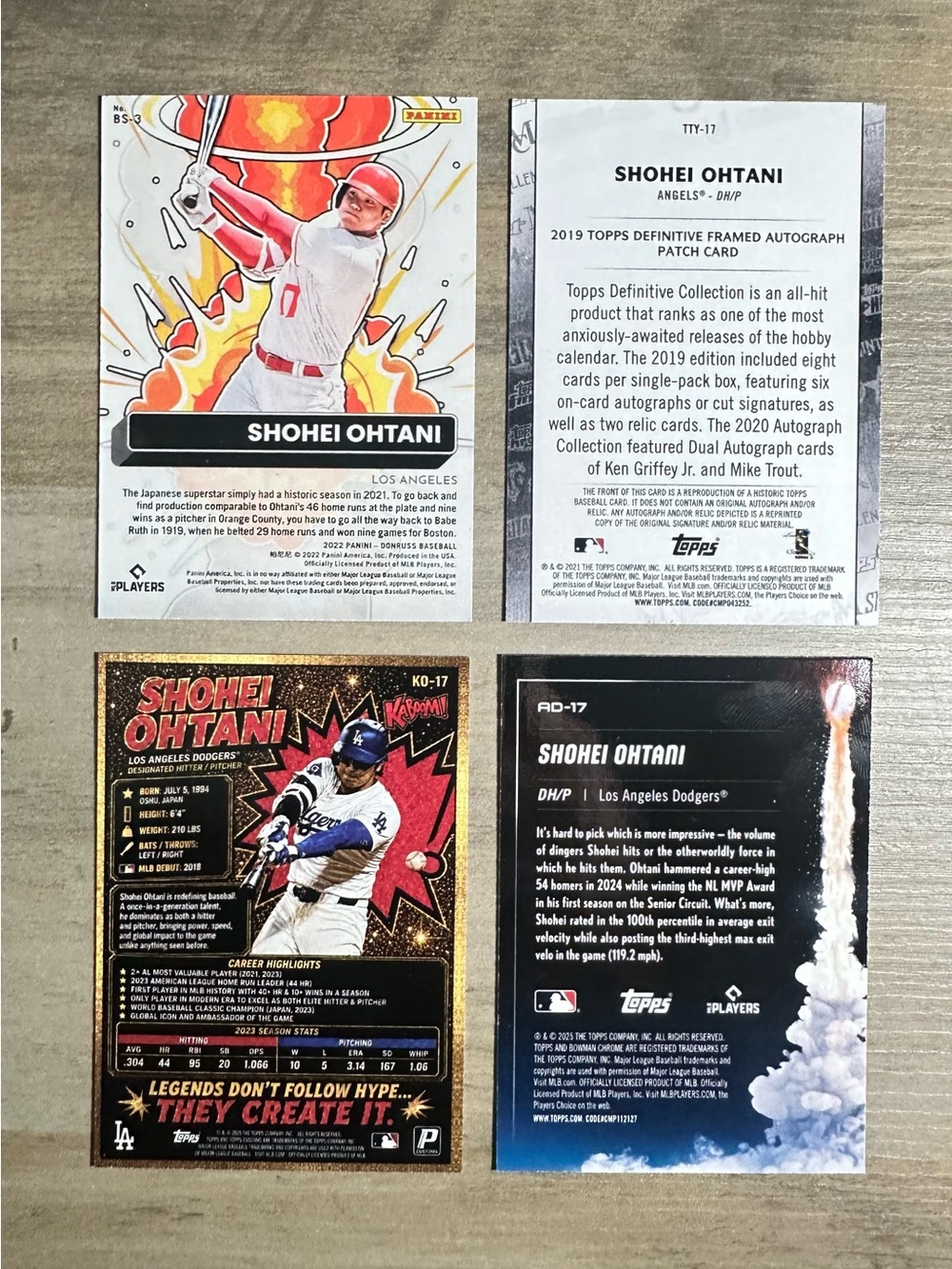 Shohei Ohtani Lot of (4) Signed Kaboom Adios Bomb Squad Novelty Baseball Cards - Picture 2 of 2